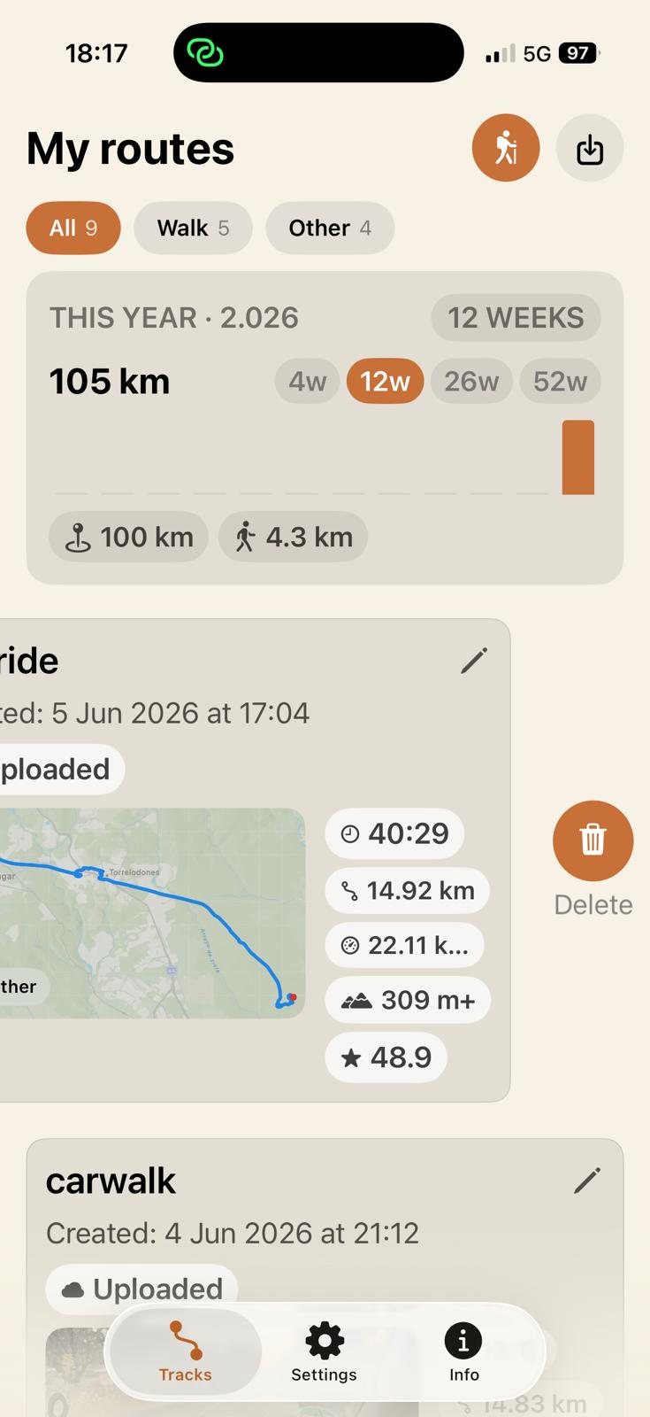 More track actions in the iOS app
