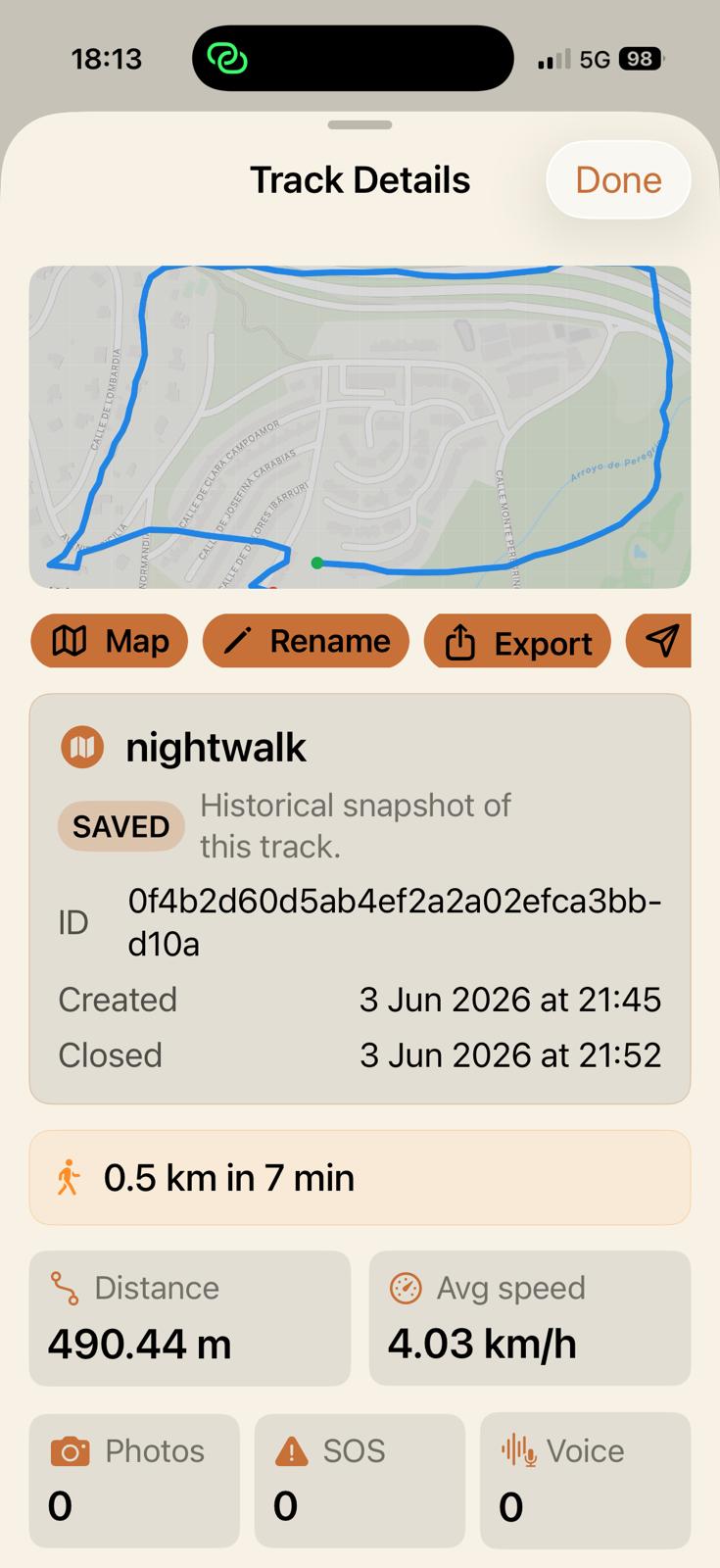 Track detail view in the iOS app