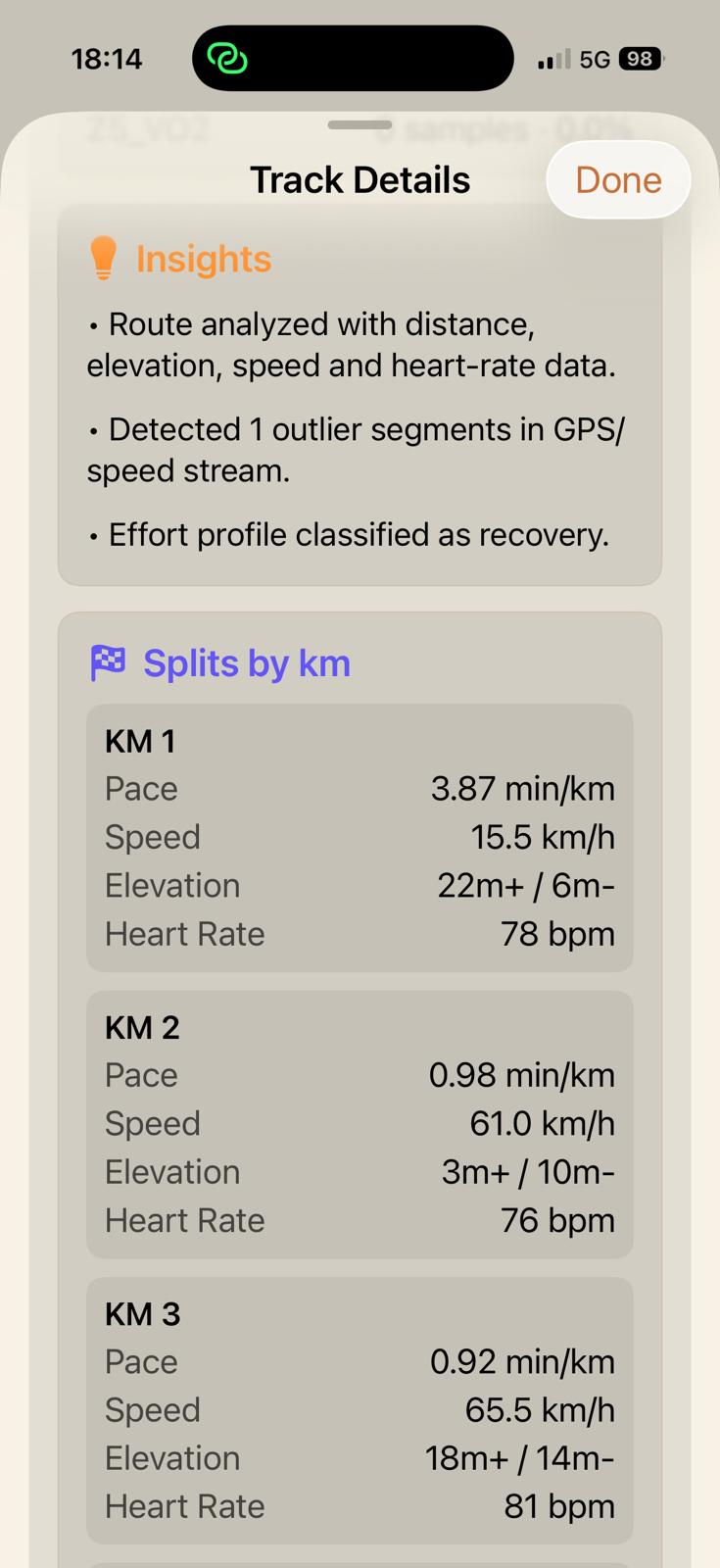Track detail with photos and points in the iOS app